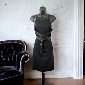 Nwt Blink Black Sleeveless 90s Dress w/ Leather Criss Cross Tie Straps Size 4